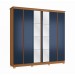 Guarda-Roupa Casal 6 Portas 3 Gavetas com Espelho Cb01r Canela/Azul Profundo - Kappesberg