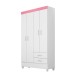 Guarda-Roupa Astro 4 Portas Branco/Rosa/Branco - Demóbile