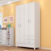 Guarda-Roupa Astro 4 Portas Branco/Rosa/Branco - Demóbile