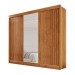 Guarda-Roupa Casal Dortmund 3 Portas 4 Gavetas com Espelho Ripado 100% Mdf Cinamomo - Pnr Móveis