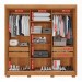 Guarda-Roupa Casal Dortmund 3 Portas 4 Gavetas com Pés Ripado 100% Mdf Cinamomo/Off White - Pnr Móveis