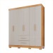 Guarda-Roupa Casal Diamante 6 Portas 2 Gavetas com Pés Cinamomo/Off White - Pnr Móveis