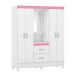 Guarda-Roupa Capelinha Lord 4 Portas Branco/Rosa/Branco - Demóbile