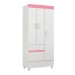 Guarda-Roupa Wind 3 Portas Branco/Rosa/Branco - Demóbile