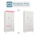 Guarda-Roupa Wind 3 Portas Branco/Rosa/Branco - Demóbile