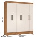 Guarda-Roupa Vero 6 Portas Amêndola/Off-White - Demóbile