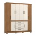 Guarda-Roupa Casal New Realce 8 Portas 3 Gavetas Amêndola/Off-White Demóbile