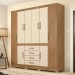 Guarda-Roupa Casal New Realce 8 Portas 3 Gavetas Amêndola/Off-White Demóbile