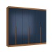 Guarda-Roupa Casal 6 Portas 4 Gavetas R582 Canela/Azul - Kappesberg