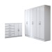 Guarda-Roupa Luna 6 Portas 2 Gavetas com Cômoda 2 Portas 5 Gavetas Branco - Panorama Móveis