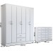 Guarda-Roupa Casal Maya 6 Portas 2 Gavetas com Cômoda 10 Gavetas Branco - Panorama Móveis