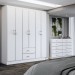Guarda-Roupa Casal Maya 6 Portas 2 Gavetas com Cômoda 10 Gavetas Branco - Panorama Móveis