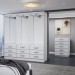 Guarda-Roupa Casal Stella 6 Portas 9 Gavetas com Cômoda 5 Gavetas Branco - Panorama Móveis