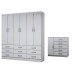 Guarda-Roupa Casal Grace 6 Portas 9 Gavetas com Cômoda 1 Porta 5 Gavetas Branco - Panorama Móveis