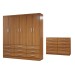 Guarda-Roupa Casal Ruby 6 Portas 9 Gavetas com Cômoda 10 Gavetas Cinamomo - Panorama Móveis