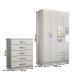 Guarda-Roupa Solteiro Eden 4 Portas 2 Gavetas e Espelho com Cômoda 5 Gavetas Branco - Panorama Móveis