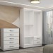 Guarda-Roupa Solteiro Eden 4 Portas 2 Gavetas e Espelho com Cômoda 5 Gavetas Branco - Panorama Móveis