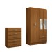 Guarda-Roupa Solteiro Eden 4 Portas 2 Gavetas e Espelho com Cômoda 5 Gavetas Cinamomo - Panorama Móveis