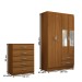 Guarda-Roupa Solteiro Eden 4 Portas 2 Gavetas e Espelho com Cômoda 5 Gavetas Cinamomo - Panorama Móveis