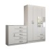 Guarda-Roupa Solteiro Noah 4 Portas 2 Gavetas com Cômoda 1 Porta 5 Gavetas Branco - Panorama Móveis