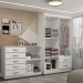 Guarda-Roupa Solteiro Mason 4 Portas 2 Gavetas e Espelho com Cômoda 2 Portas 5 Gavetas Branco - Panorama Móveis