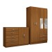 Guarda-Roupa Solteiro Mason 4 Portas 2 Gavetas e Espelho com Cômoda 2 Portas 5 Gavetas Cinamomo - Panorama Móveis