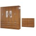 Guarda-Roupa Casal Ava 6 Portas 9 Gavetas e Espelho com Cômoda 10 Gavetas Cinamomo - Panorama Móveis