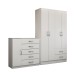 Guarda-Roupa Solteiro Natalie 4 Portas 2 Gavetas com Cômoda 1 Porta 5 Gavetas Branco - Panorama Móveis