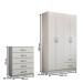 Guarda-Roupa Solteiro Lucy 4 Portas 2 Gavetas com Cômoda 5 Gavetas Branco - Panorama Móveis