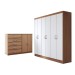 Guarda-Roupa Casal Layla 6 Portas 2 Gavetas com Cômoda 2 Portas 5 Gavetas Demolição/Branco - Panorama Móveis