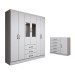Guarda-Roupa Casal Ariana 6 Portas 3 Gavetas e Espelho com Cômoda 1 Porta 5 Gavetas Branco - Panorama Móveis