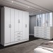 Guarda-Roupa Casal Lydia 6 Portas 3 Gavetas com Cômoda 10 Gavetas Branco - Panorama Móveis