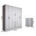 Guarda-Roupa Casal Simon 6 Portas 3 Gavetas com Cômoda 5 Gavetas Branco - Panorama Móveis