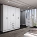 Guarda-Roupa Casal Simon 6 Portas 3 Gavetas com Cômoda 5 Gavetas Branco - Panorama Móveis