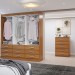 Guarda-Roupa Casal Vivian 6 Potas 9 Gavetas e Espelho com Cômoda 5 Gavetas Cinamomo - Panorama Móveis