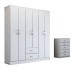 Guarda-Roupa Casal Caleb 6 Portas 2 Gavetas com Cômoda 5 Gavetas Branco - Panorama Móveis