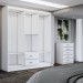 Guarda-Roupa Casal Caleb 6 Portas 2 Gavetas com Cômoda 5 Gavetas Branco - Panorama Móveis