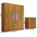 Guarda-Roupa Casal Claire 6 Portas 2 Gavetas e Espelho com Cômoda 1 Porta 5 Gavetas Cinamomo - Panorama Móveis