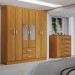 Guarda-Roupa Casal Claire 6 Portas 2 Gavetas e Espelho com Cômoda 1 Porta 5 Gavetas Cinamomo - Panorama Móveis