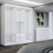 Guarda-Roupa Casal Melanie 6 Portas 2 Gavetas e Espelho com Cômoda 10 Gavetas Branco - Panorama Móveis