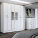 Guarda-Roupa Casal Adam 6 Portas 2 Gavetas e Espelho com Cômoda 1 Porta 5 Gavetas Branco - Panorama Móveis