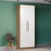 Guarda-Roupa Solteiro N535 2 Portas 2 Gavetas Nogueira/Branco - Kappesberg