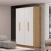 Guarda-Roupa Solteiro N536 4 Portas 2 Gavetas Nogueira/Branco - Kappesberg