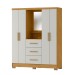 Guarda-Roupa Casal Capella 4 Portas 3 Gavetas com Espelho Marrocos/Off White - Mx Móveis