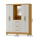 Guarda-Roupa Casal Capella 4 Portas 3 Gavetas com Espelho Marrocos/Off White - Mx Móveis