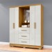 Guarda-Roupa Casal Capella 4 Portas 3 Gavetas com Espelho Marrocos/Off White - Mx Móveis
