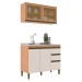 Cozinha Compacta Cecília 4 Portas 3 Gavetas com Vidro Freijó/Off White - Jcarvalho
