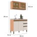 Cozinha Compacta Cecília 4 Portas 3 Gavetas com Vidro Freijó/Off White - Jcarvalho