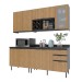 Cozinha Compacta Azaleia 8 Portas e 3 Gavetas com Divisor de Talheres Mármore Lunar/Freijó - Tecnomobili