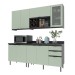 Cozinha Compacta Azaleia 8 Portas e 3 Gavetas com Divisor de Talheres  Mármore Lunar/Verde Mar - Tecnomobili